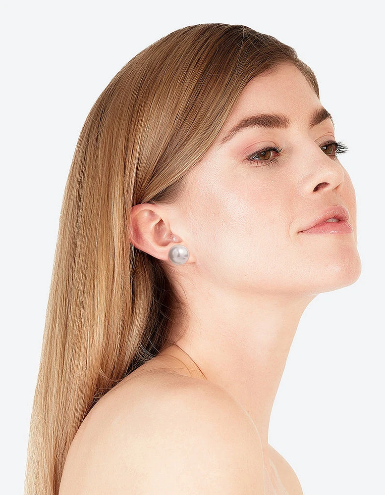 Plastic Giant Pearl Stud Earrings