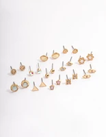 Gold Resin Geometric Stud Earring 12-Pack