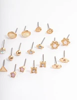 Gold Resin Geometric Stud Earring 12-Pack