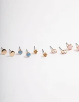 Gold Pastel Mix Stud Earrings 8-Pack