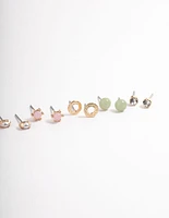 Gold Pastel Mix Stud Earrings 8-Pack