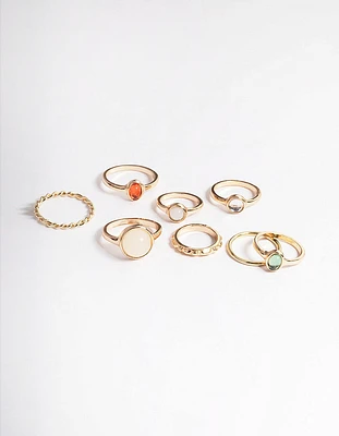 Gold Natural Stone Mixed Ring Pack