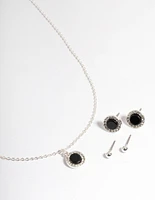 Silver Diamante Round Jewellery Set