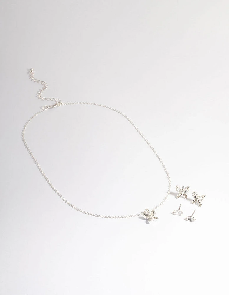 Silver Butterfly Jewellery Set