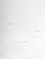 Silver Diamante Cross Jewellery Set
