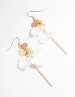 Gold Multi Disc & Petal Drop Earrings