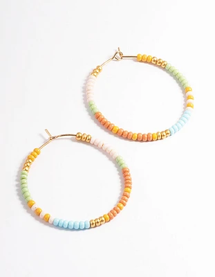 Gold Multi Mini Bead Hoop Earrings