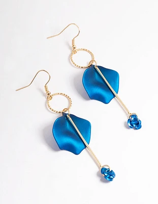 Blue Circle Petal Drop Earrings