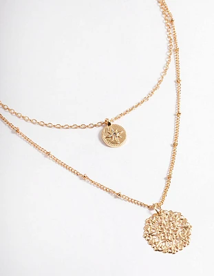 Gold Filigree Double Row Necklace