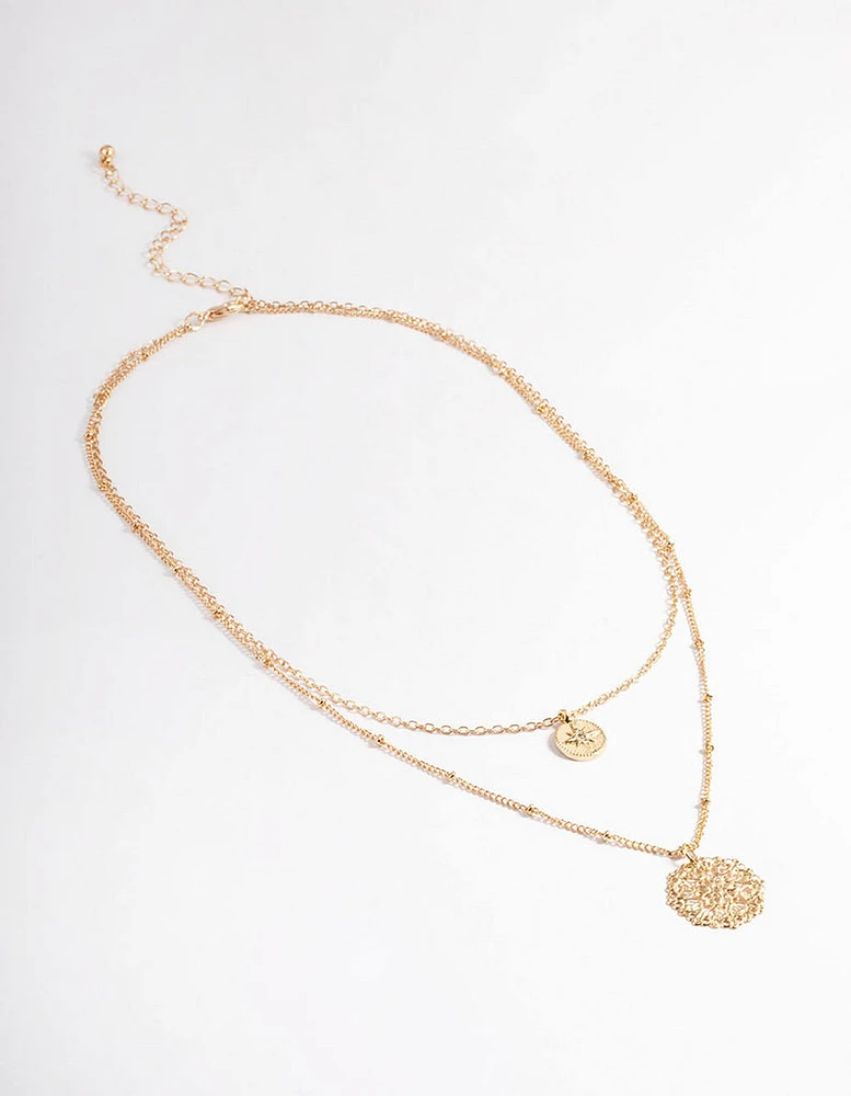 Gold Filigree Double Row Necklace