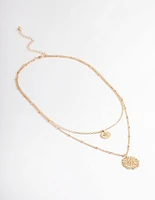 Gold Filigree Double Row Necklace