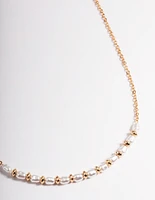 Gold Pearl Smile Necklace