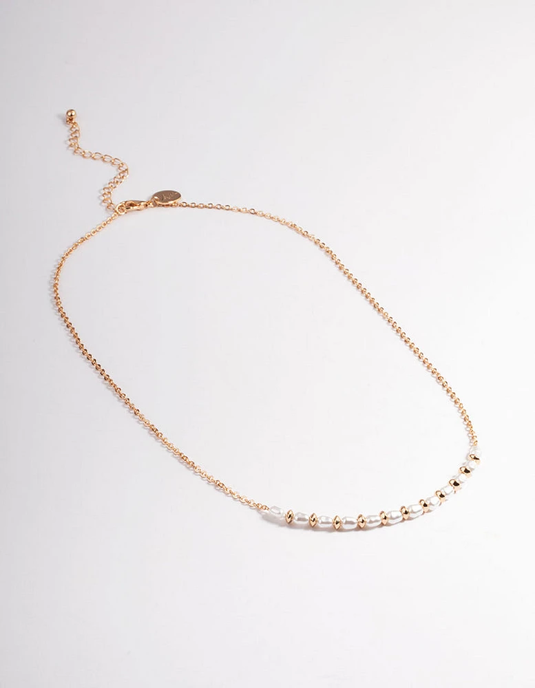 Gold Pearl Smile Necklace