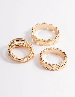 Gold Disc Band & Plain Ring Pack