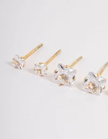 Gold Plated Stainless Steel Square Earring Pack