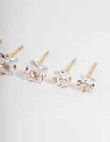 Gold Plated Stainless Steel Square Earring Pack