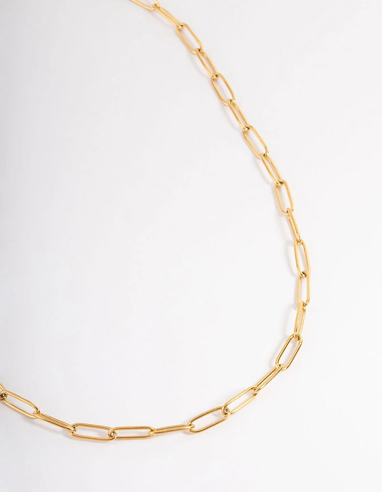 Gold Plated Stainless Steel Open Oval Link Necklace