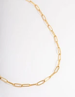 Gold Plated Stainless Steel Open Oval Link Necklace