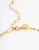 Gold Plated Stainless Steel Open Oval Link Necklace