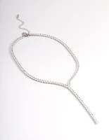 Silver Cubic Zirconia Thick Cupchain Y-Necklace