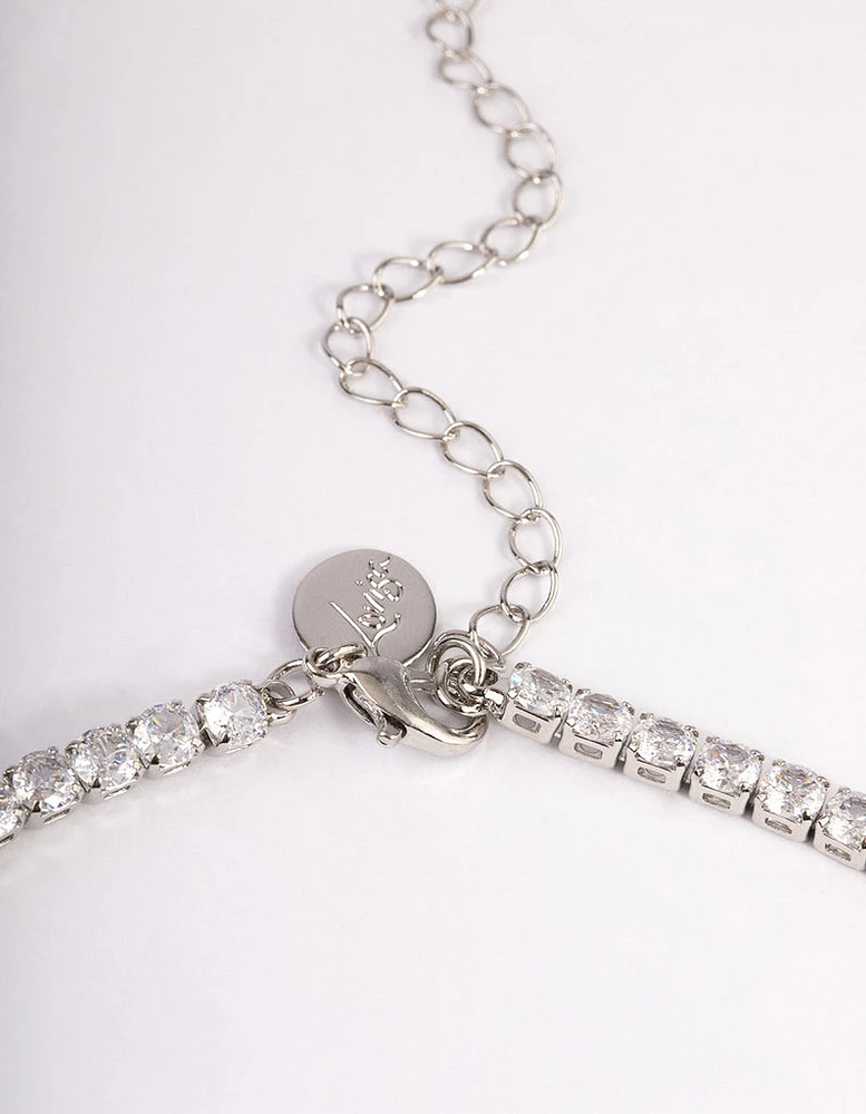 Silver Cubic Zirconia Thick Cupchain Y-Necklace