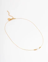 Gold Plated Stainless Steel Ball & Freshwater Pearl Necklace