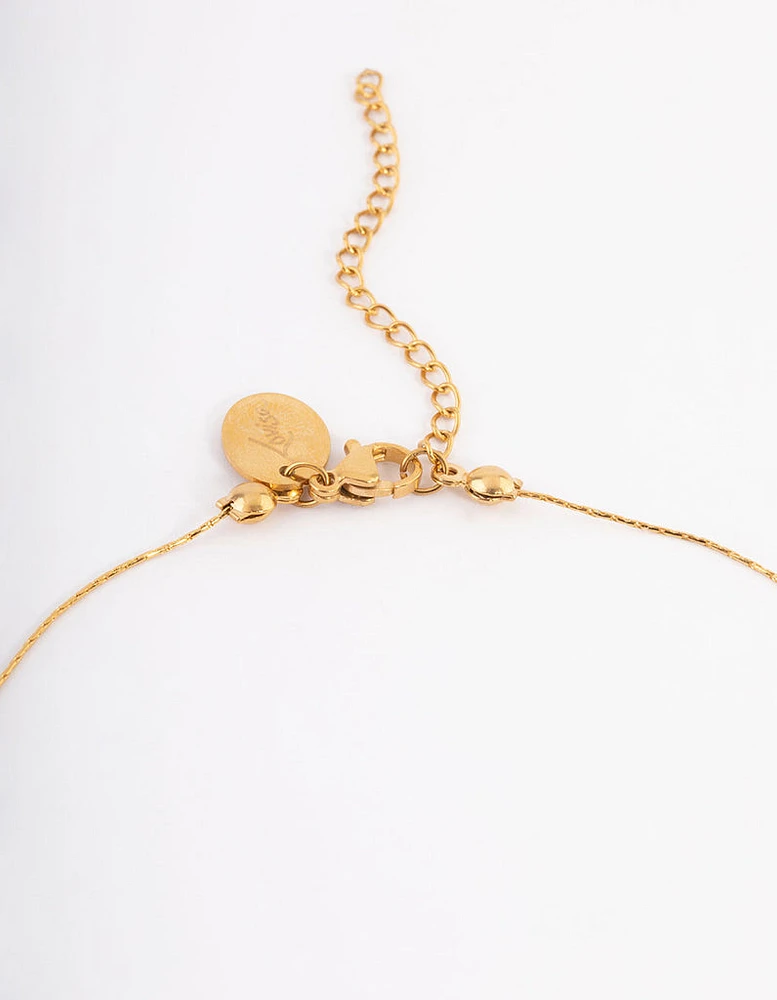 Gold Plated Stainless Steel Ball & Freshwater Pearl Necklace