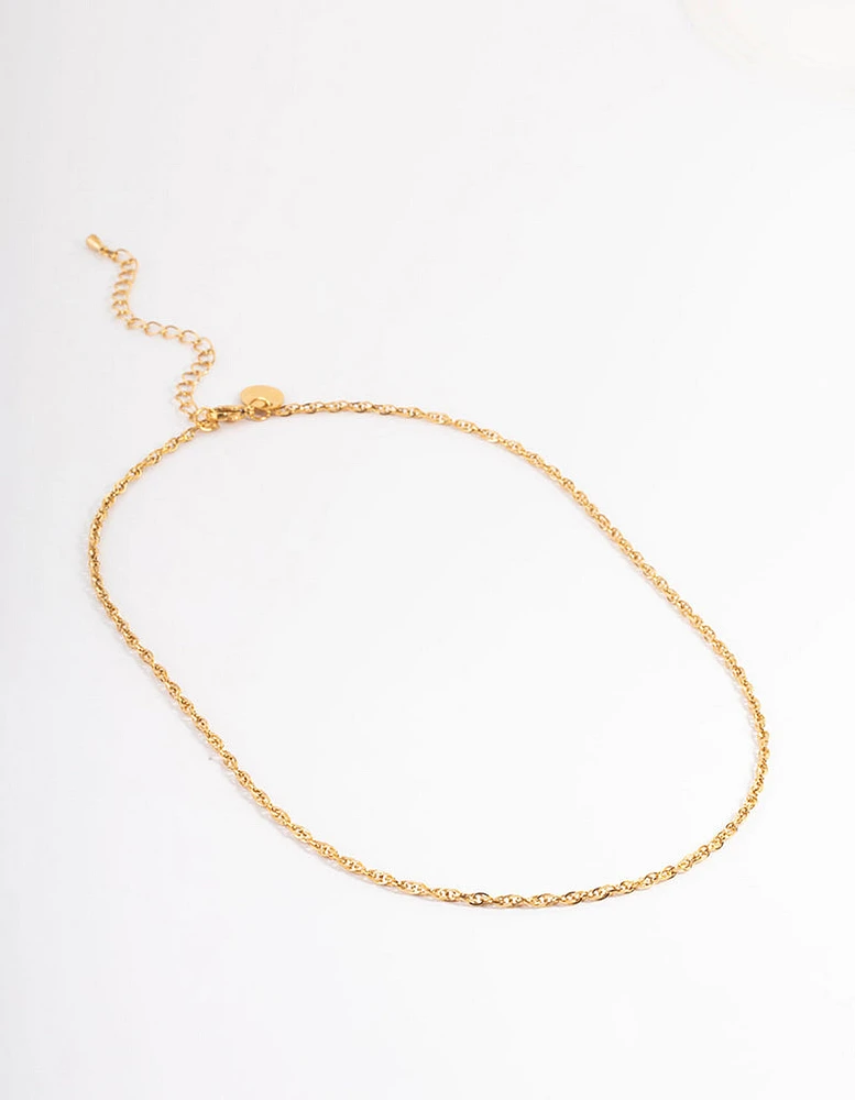 Waterproof Gold Plated Stainless Steel Fine 2mm Twist Chain Necklace