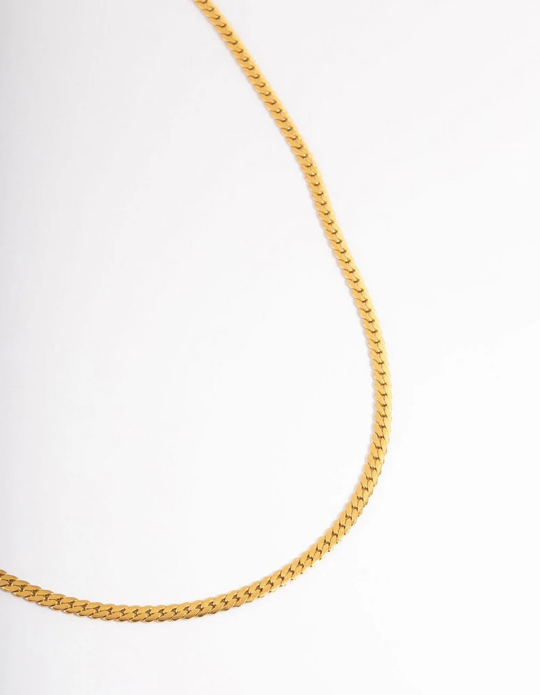 Waterproof Gold Plated Stainless Steel Herringbone Necklace 3mm