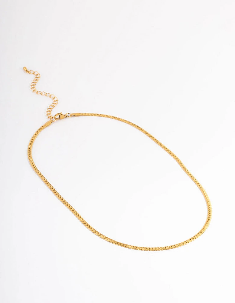 Waterproof Gold Plated Stainless Steel Herringbone Necklace 3mm