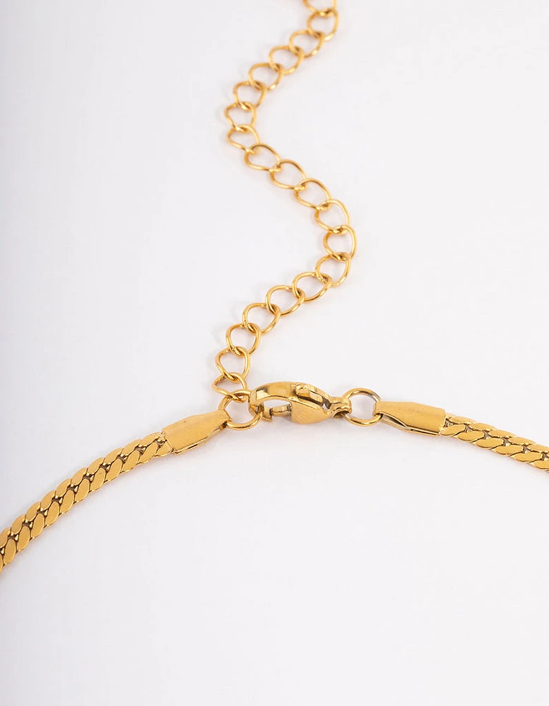 Waterproof Gold Plated Stainless Steel Herringbone Necklace 3mm