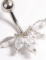 Surgical Steel Cubic Zirconia Marquise Fan Belly Ring