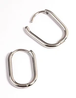 Rhodium Surgical Steel Rounded Rectangle Hoop Earrings