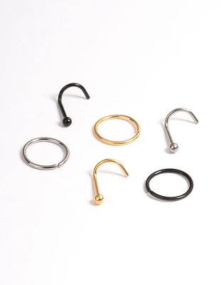 Titanium Nose Stud & Ring 6-Pack