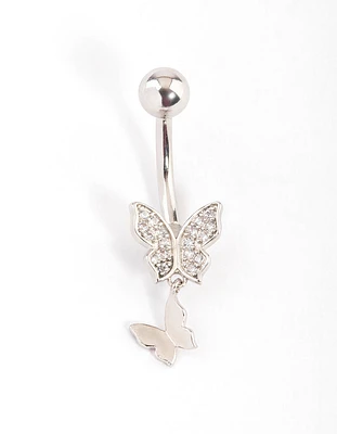 Titanium Double Butterfly Belly Ring