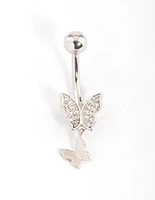 Titanium Double Butterfly Belly Ring