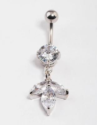 Rhodium Surgical Steel Petal Drop Belly Ring