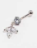 Rhodium Surgical Steel Petal Drop Belly Ring