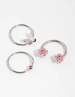 Surgical Steel Flower & Butterfly Mixed Earring Pack