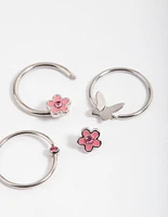 Surgical Steel Flower & Butterfly Mixed Earring Pack