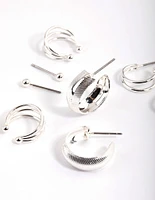 Silver Bevelle & Cuff Earrings 4-Pack