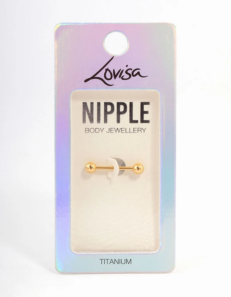 Gold Plated Titanium Basic Nipple Bar