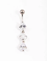 Titanium Cubic Zirconia Three Pear Drop Belly Ring