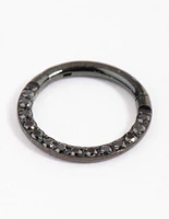 Coated Black Titanium Clicker Ring 8mm