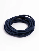 Navy Fabric Basic Thin Hair Ties 12-Pack