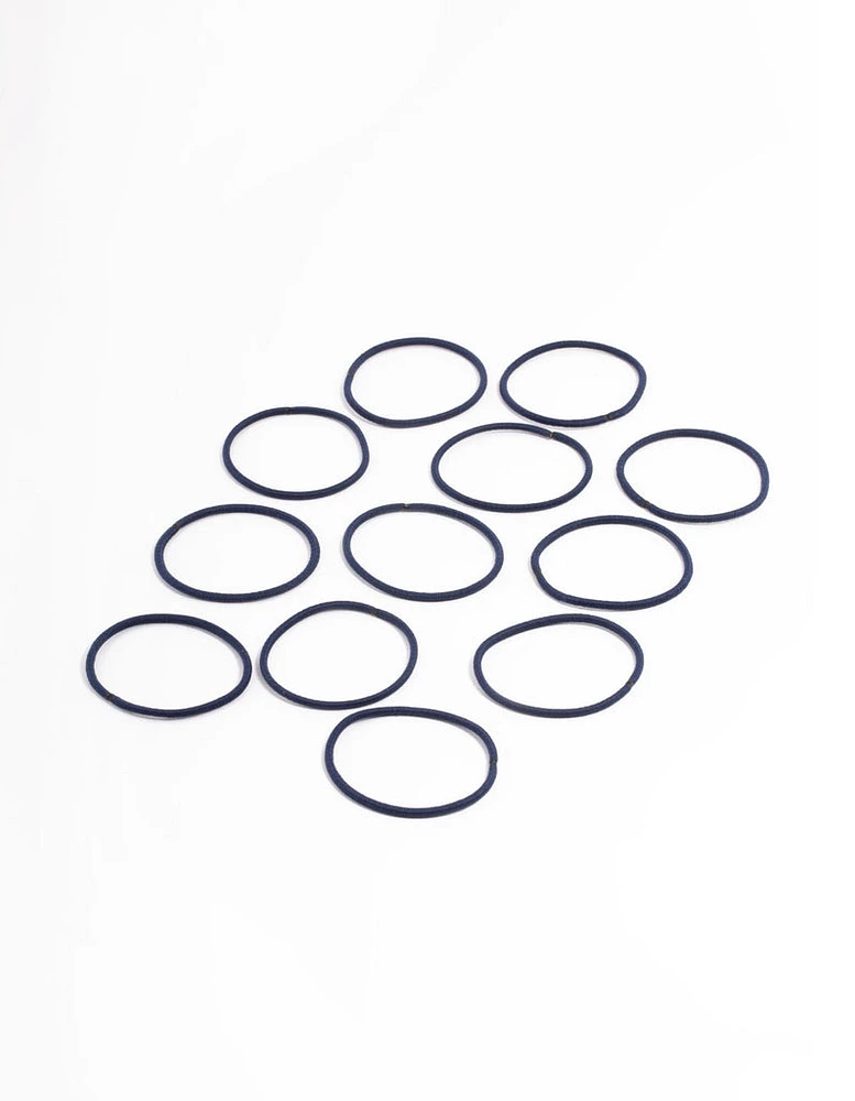 Navy Fabric Basic Thin Hair Ties 12-Pack