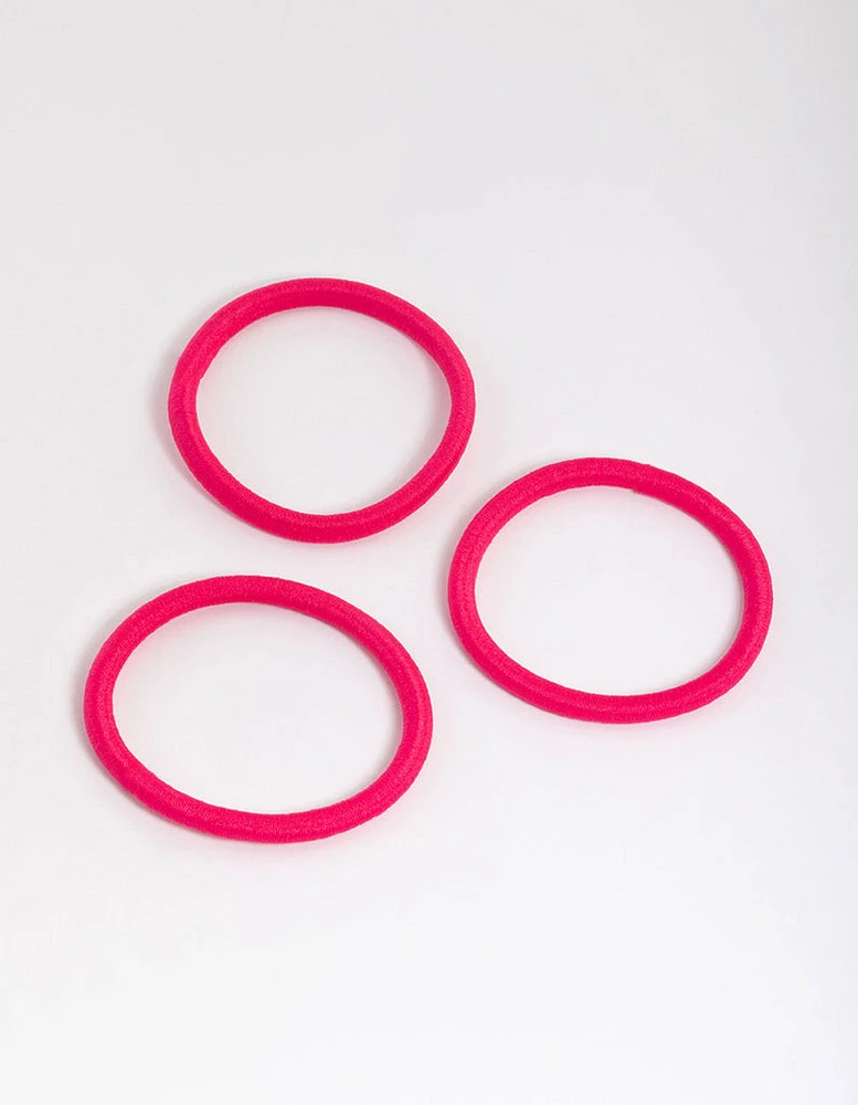 Fuchsia Fabric Classic Hair Tie Pack