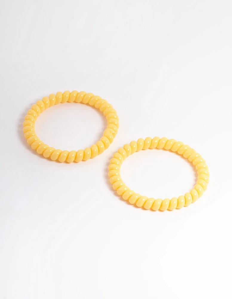 Yellow Plastic Narrow Hair Spiral Pack