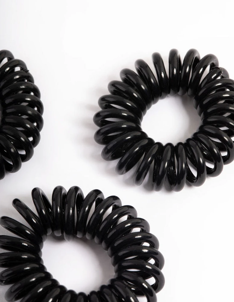 Black Plastic Mini Hair Spiral Pack