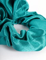 Teal Fabric Satin Scrunchie